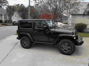 Side profile of a Black Jeep 1968 SS/RS Camar